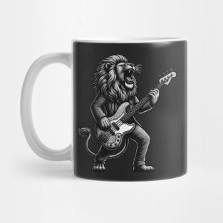 Lion Groove King: Roaring Bass [Gray Scale] Mug